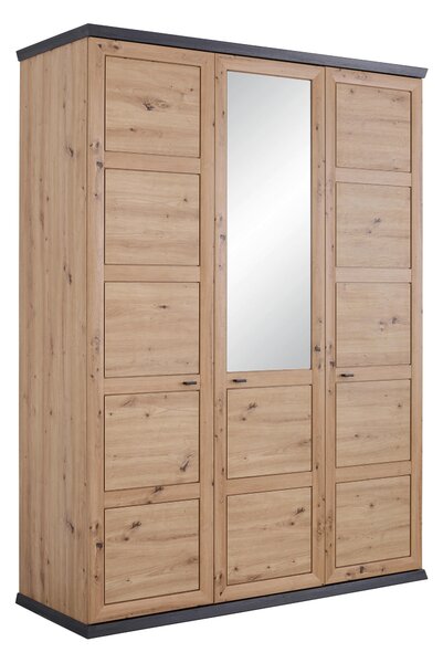SKRIŇA SO ZRKADLOM, tmavosivá, dub artisan, 154/209/60 cm Hom`in - Skrine