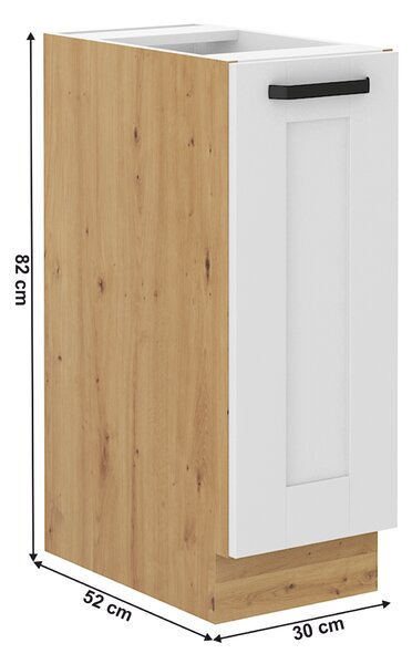 KONDELA Spodná skrinka s výsuvným košom, biela/dub artisan, LULA D30 CARGO