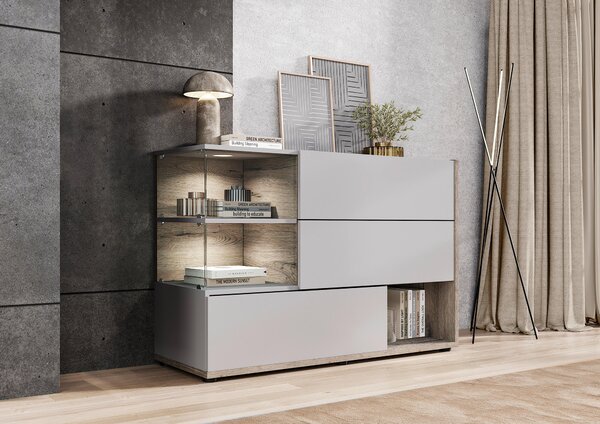 KOMODA, sivá, farba duba, 120/77/40 cm MID.YOU - Komody, Online Only