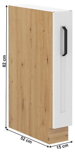 KONDELA Spodná skrinka s výsuvným košom, biela/dub artisan, LULA D15 CARGO