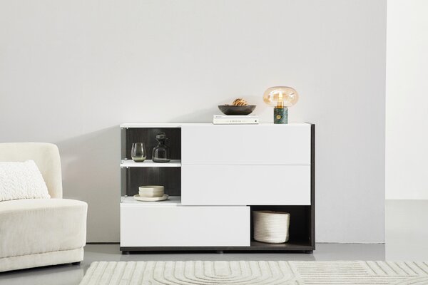 KOMODA, biela, perleťová, 120/77/40 cm MID.YOU - Komody, Online Only