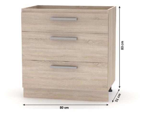 KONDELA Spodná skrinka 80, dub sonoma, NOVA PLUS NOPL-064-0S
