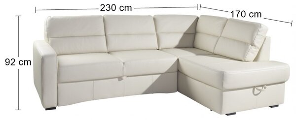 Kožená rohová sedačka s rozkladom Modern P - smotanová (G105)