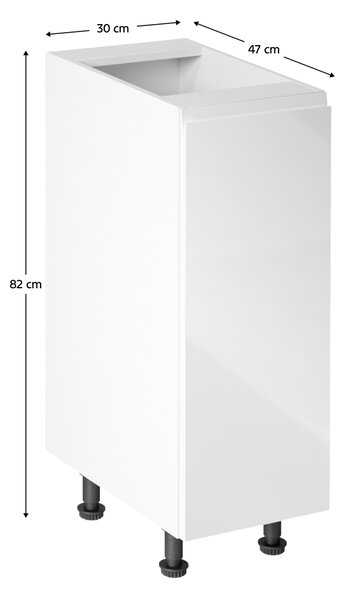 KONDELA Spodná skrinka, biela/biela extra vysoký lesk, pravá, AURORA D30