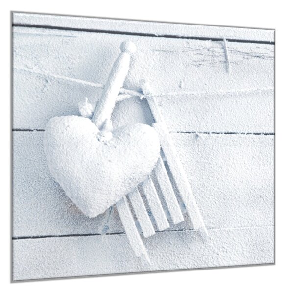 Obraz sklenený romantické zimné srdce - 40 x 40 cm