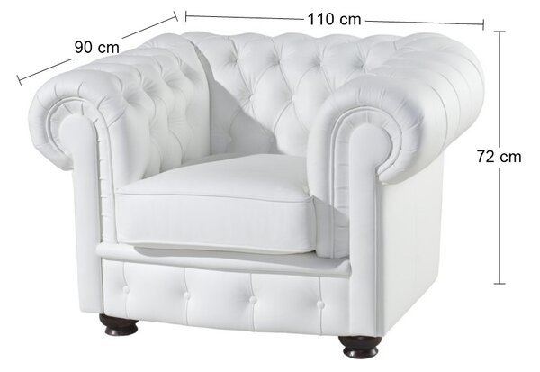 Kožené kreslo Chesterfield - wenge / biela (White snow)