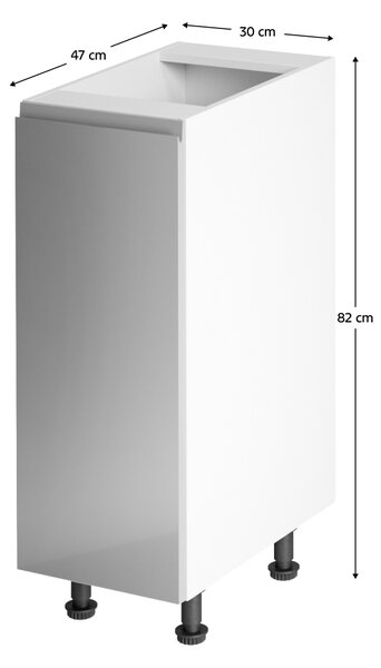 KONDELA Spodná skrinka, biela/sivá extra vysoký lesk, ľavá, AURORA D30