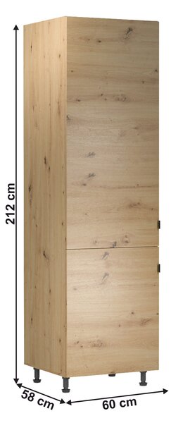 KONDELA Vysoká skrinka na chladničku, dub artisan, univerzálna, LANGEN D60ZL