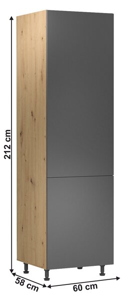 KONDELA Potravinová skrinka s policami, dub artisan/sivý mat, univerzálna, LANGEN D60R