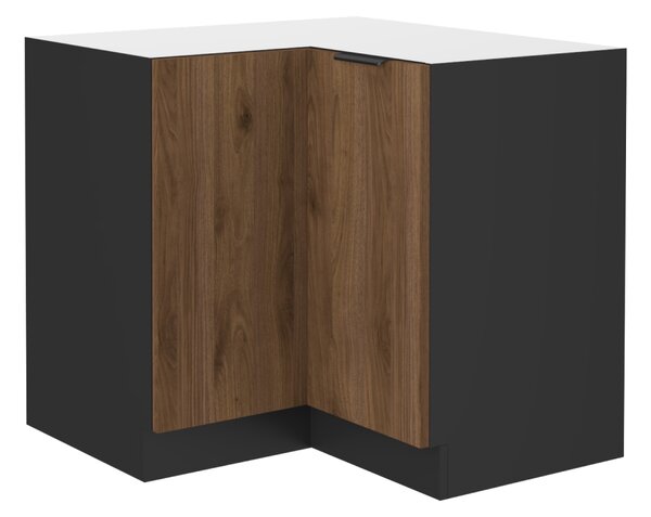 KONDELA Spodná rohová skrinka, orech okapi/čierna, MENZO 90x90 DN 2F BB