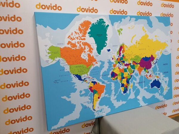 Obraz na korku farebná mapa sveta