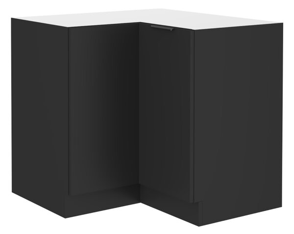 KONDELA Spodná rohová skrinka, čierna, SIBER 90x90 DN 2F BB