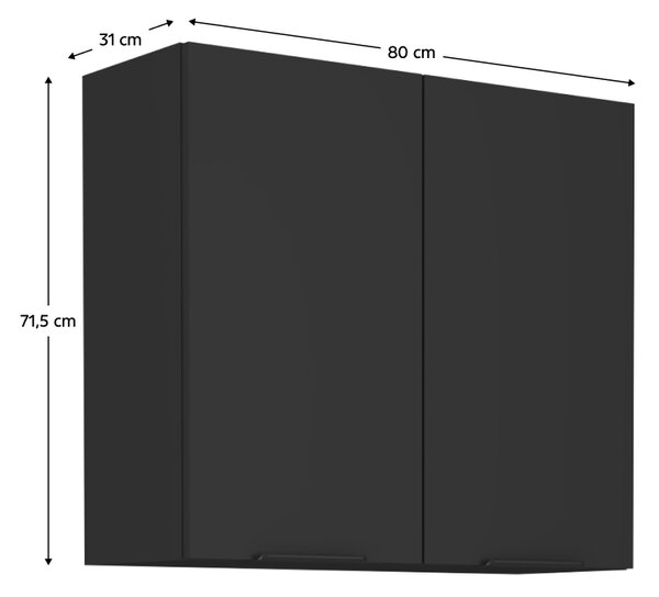 KONDELA Horná skrinka, čierna, SIBER 80 G-72 2F