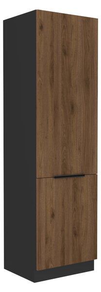 KONDELA Vysoká skrinka, orech okapi/čierna, MENZO 60 DK-210 2F