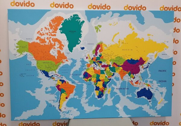 Obraz na korku farebná mapa sveta