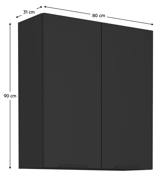 KONDELA Horná skrinka, čierna, SIBER 80 G-90 2F