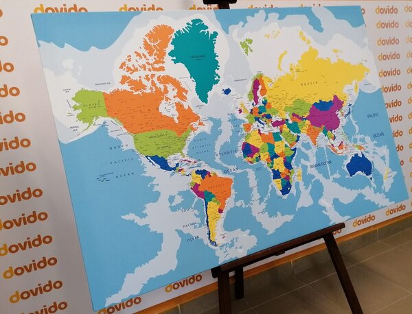 Obraz na korku farebná mapa sveta
