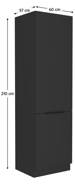 KONDELA Skrinka na vstavanú chladničku, čierna, SIBER 60 LO-210 2F