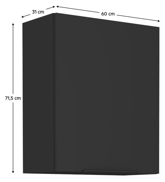 KONDELA Horná skrinka, čierna, SIBER 60 G-72 1F
