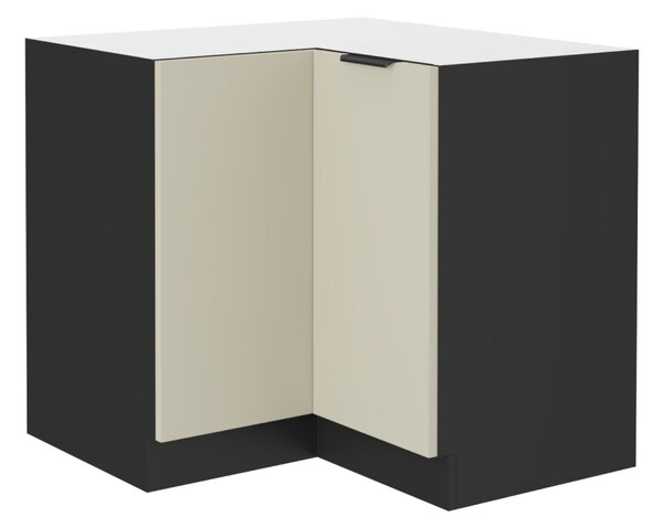 KONDELA Spodná rohová skrinka, kašmír/čierna, ARAKA 90x90 DN 2F BB