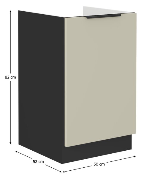KONDELA Drezová skrinka, kašmír/čierna, ARAKA 50 ZL 1F BB