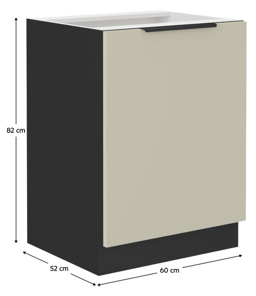 KONDELA Spodná skrinka, kašmír/čierna, ARAKA 60 D 1F BB