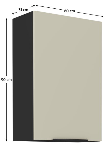 KONDELA Horná skrinka, kašmír/čierna, ARAKA 60 G-90 1F