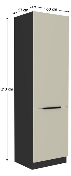KONDELA Skrinka na vstavanú chladničku, kašmír/čierna, ARAKA 60 LO-210 2F