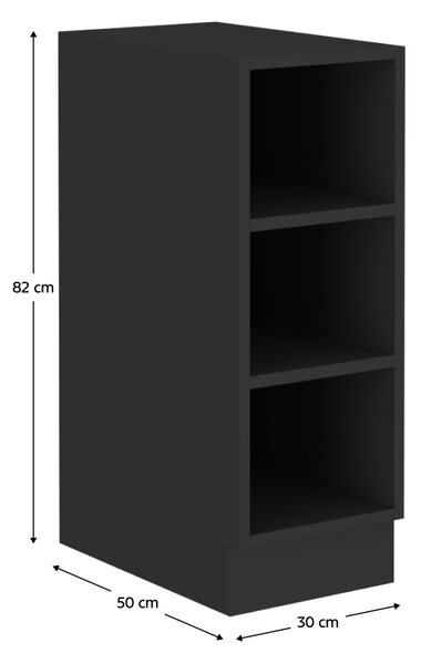 KONDELA Spodná policová skrinka, čierna, ARAKA/MENZO/SIBER 30 D OTW BB