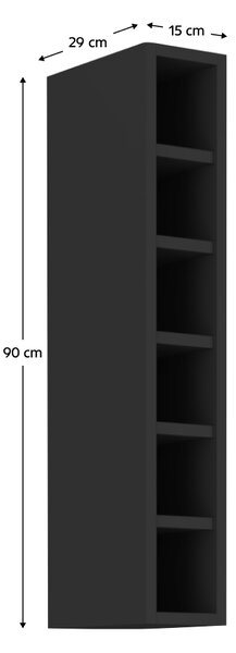 KONDELA Horná policová skrinka, čierna, ARAKA/MENZO/SIBER 15 G-90 OTW