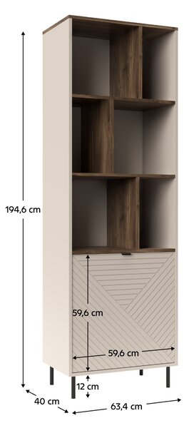 KONDELA Otvorený regál, kašmír/dub castello, EYCO 1D