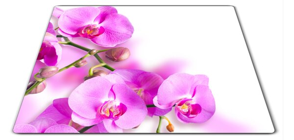 Sklenená doštička kvety fialové orchidey - 30x20cm