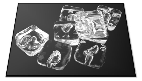 Sklenená doštička ľadovej kocky na čiernom - 30x20cm