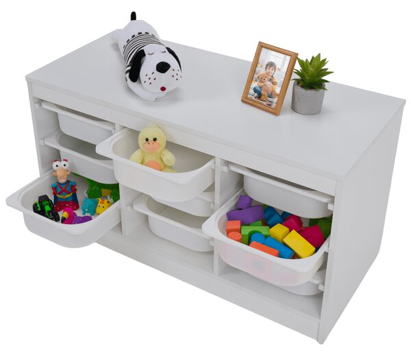 KONDELA Organizér s úložnými boxami, biela, TRIMAL