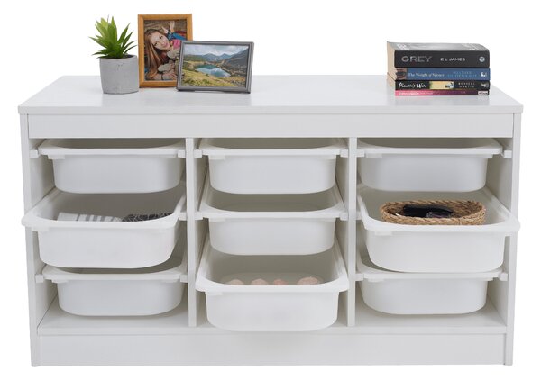KONDELA Organizér s úložnými boxami, biela, TRIMAL
