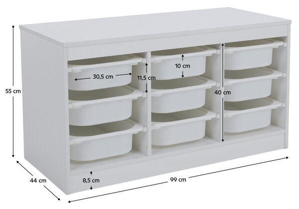 KONDELA Organizér s úložnými boxami, biela, TRIMAL