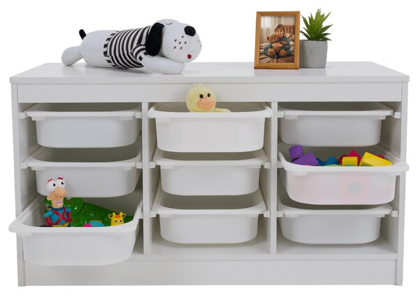 KONDELA Organizér s úložnými boxami, biela, TRIMAL