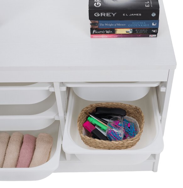 KONDELA Organizér s úložnými boxami, biela, TRIMAL