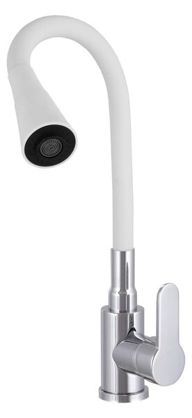 Gamma Flex 3000, stojanková drezová batéria s flexibilným ramenom, biela matná-chrómová, GMA-BFX-3000WH
