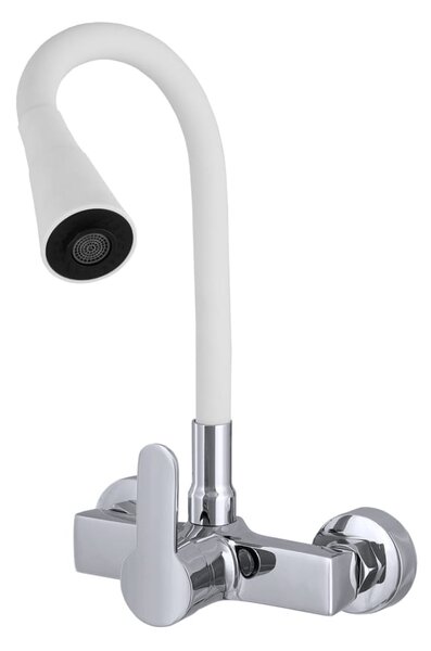 Gamma Flex 3000, nástenná drezová batéria s flexibilným ramenom, biela-chrómová, GMA-BFXS-3000WH