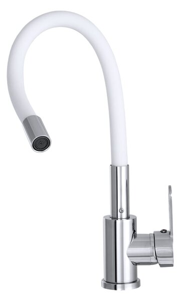 Gamma Flex 2000, stojanková drezová batéria s flexibilným ramenom, biela matná-chrómová, GMA-BFX-2000WH