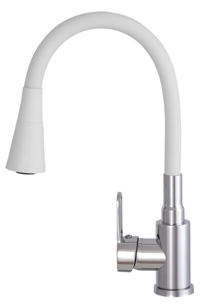 Gamma Flex 3000, stojanková drezová batéria s flexibilným ramenom, biela matná-chrómová, GMA-BFX-3000WH