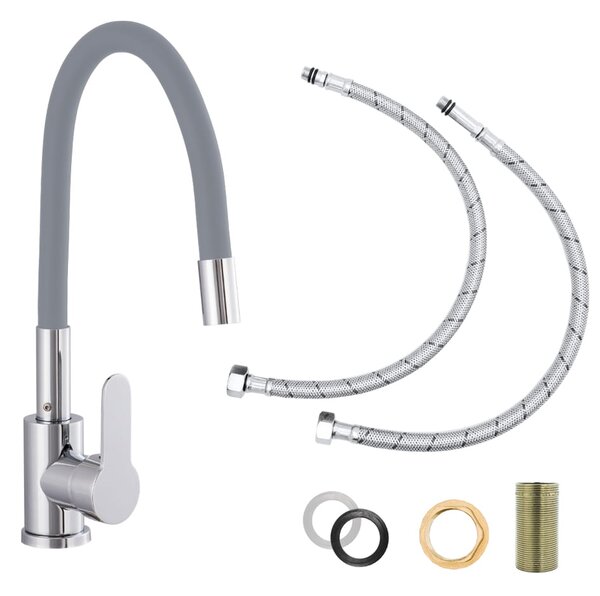 Gamma Flex 2000, stojanková drezová batéria s flexibilným ramenom, šedá-chrómová, GMA-BFX-2000G