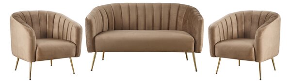 KONDELA Dizajnové kreslo, hnedá Velvet látka/gold chróm-zlatý, BAGY