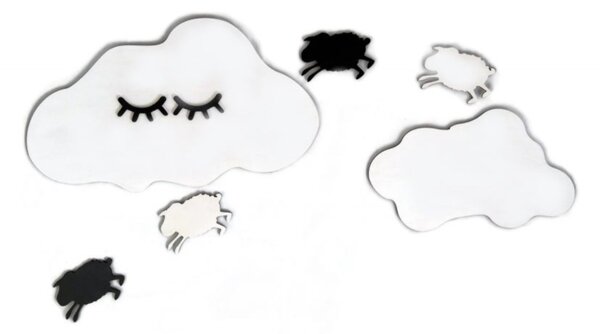 Adam Toys Dekorácie na stenu - Spiaci mráčik s ovečkama, bielo/čierne