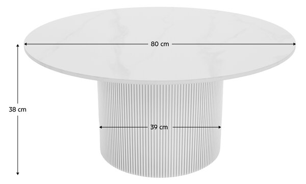 KONDELA Konferenčný stolík, biely mramor/MDF, priemer 80 cm, MAHIR TYP 1
