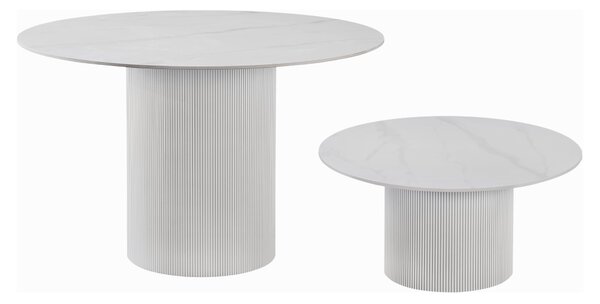 KONDELA Konferenčný stolík, biely mramor/MDF, priemer 80 cm, MAHIR TYP 1