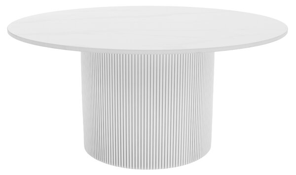 KONDELA Konferenčný stolík, biely mramor/MDF, priemer 80 cm, MAHIR TYP 1