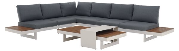 KONDELA Záhradný set, biela/sivá/dub, hliník, ZOTIKO