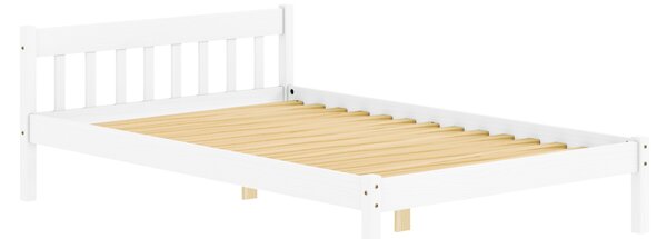 KONDELA Posteľ s roštom, biela, borovicové drevo, 140x200, MAVIL